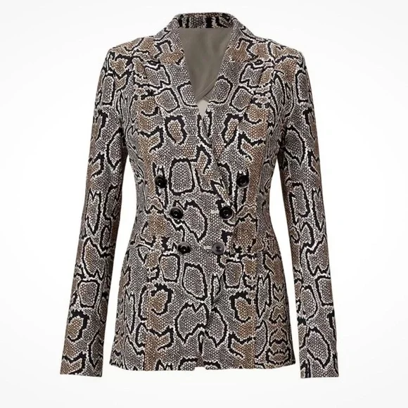 CAbi Python Blazer Snake Print Ivory Brown Black Size 6 - Picture 3 of 7